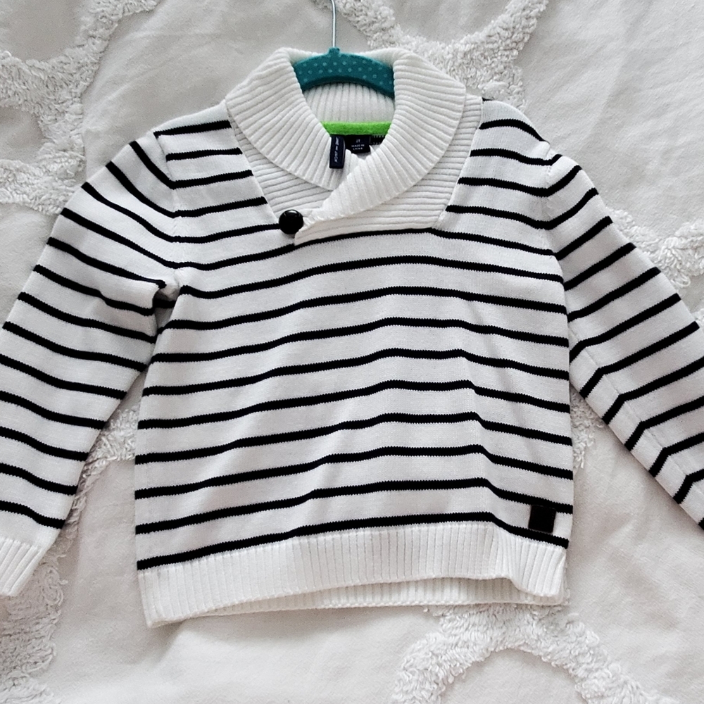 NWT Janie & Jack White & Navy Striped Sweater 2t